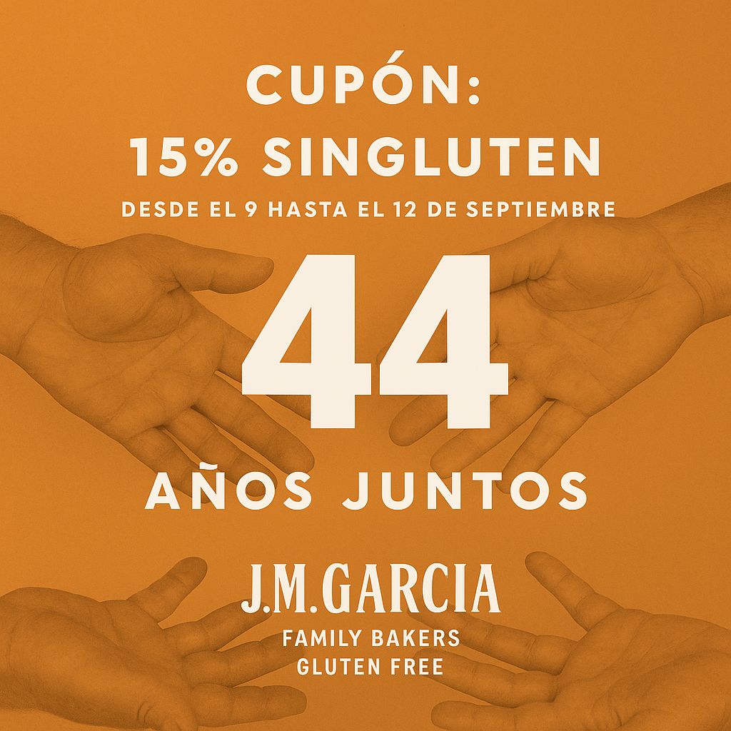 cupón descuento 44 aniversario sin gluten panaderiajmgarcia.com alicante