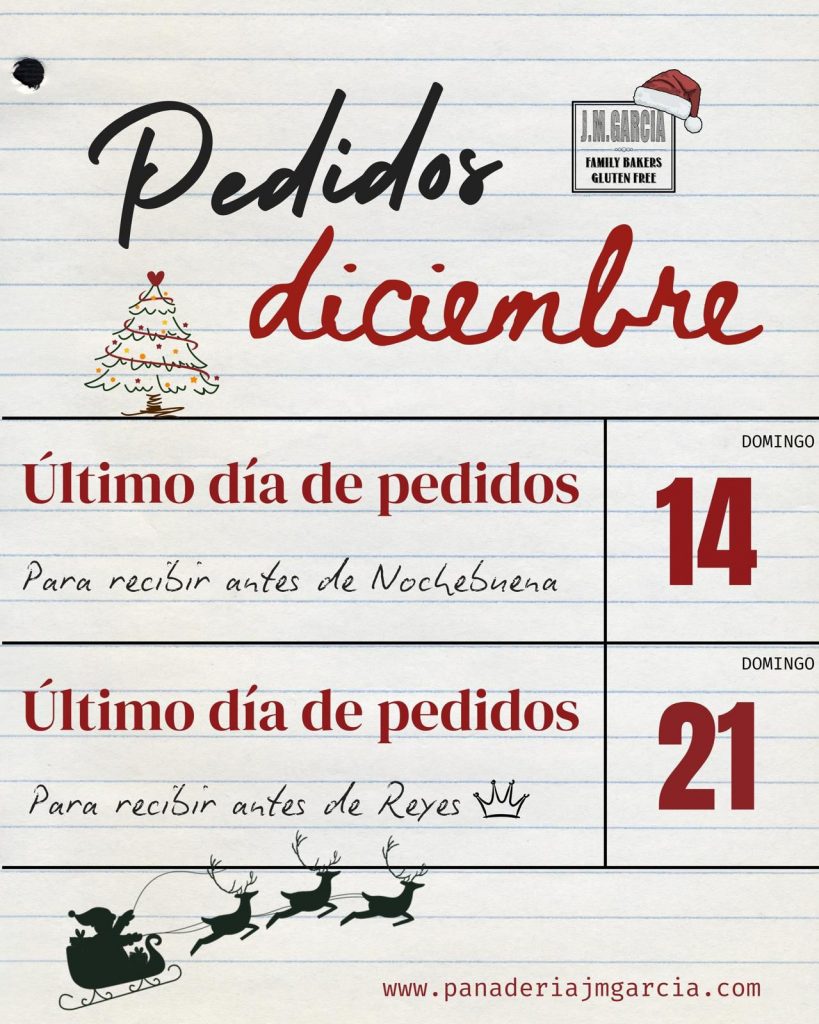 Pedidos Sin Gluten Diciembre 2025 Panadería JM García