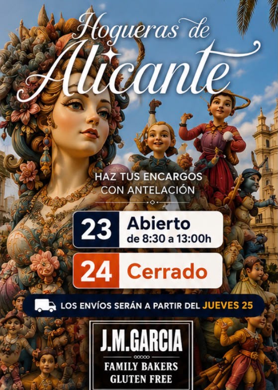 Envios sin gluten hogueras 2026 panaderiajmgarcia.com alicante